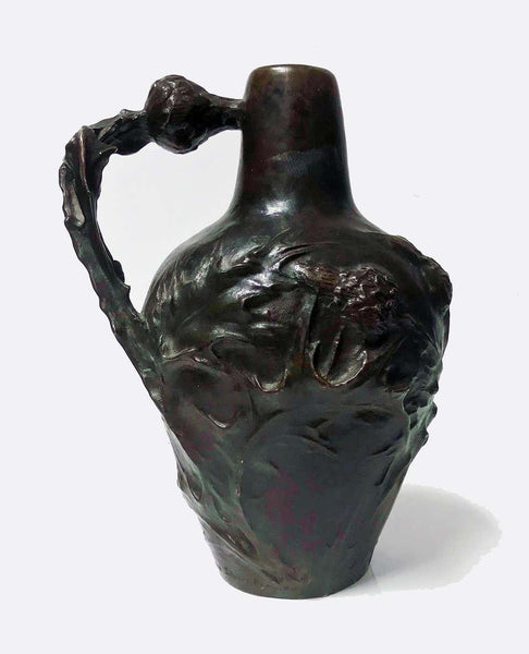 French Art Nouveau Bronze Jug Vase Jeanne Jozon