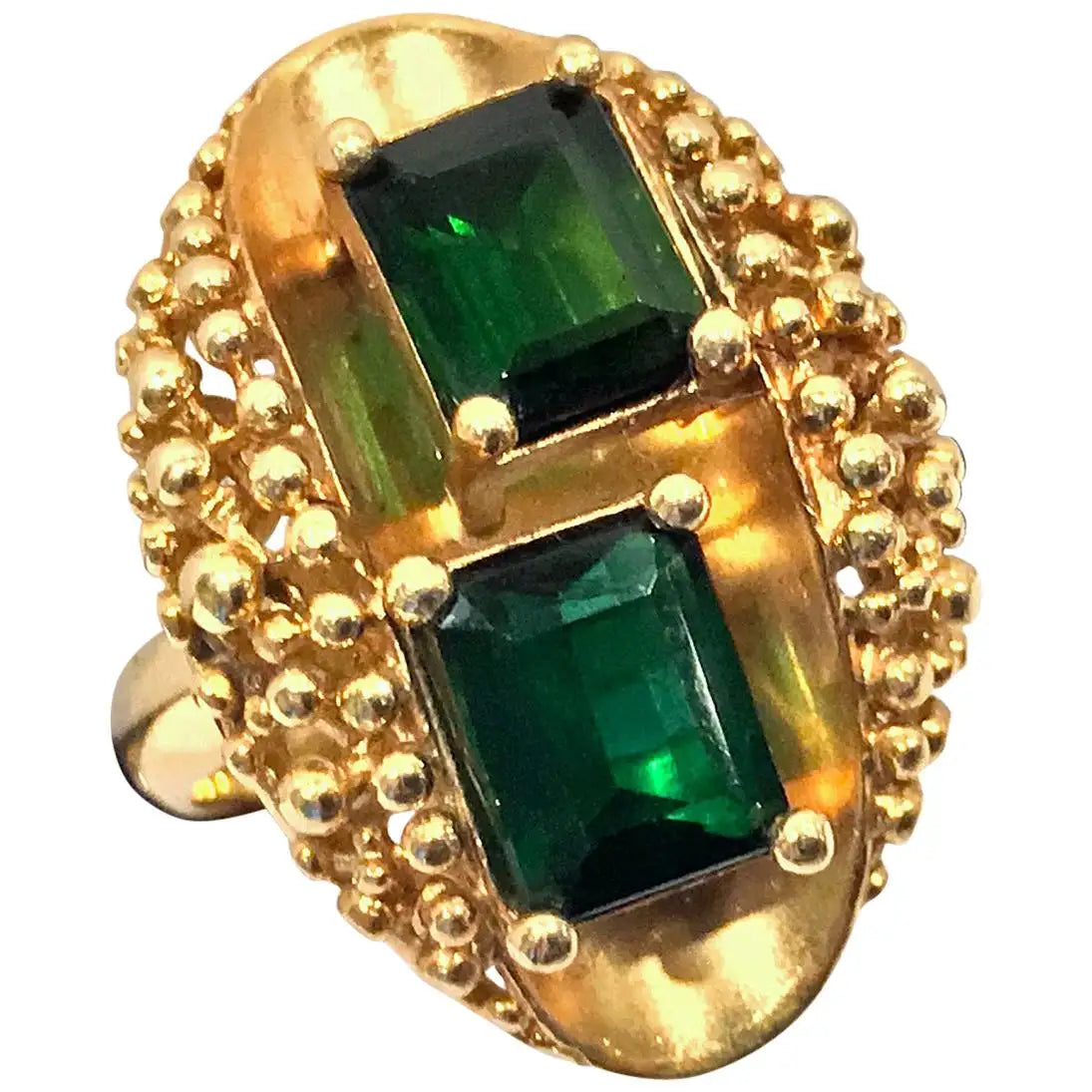 1970's 18K Green Tourmaline Ring abstract design