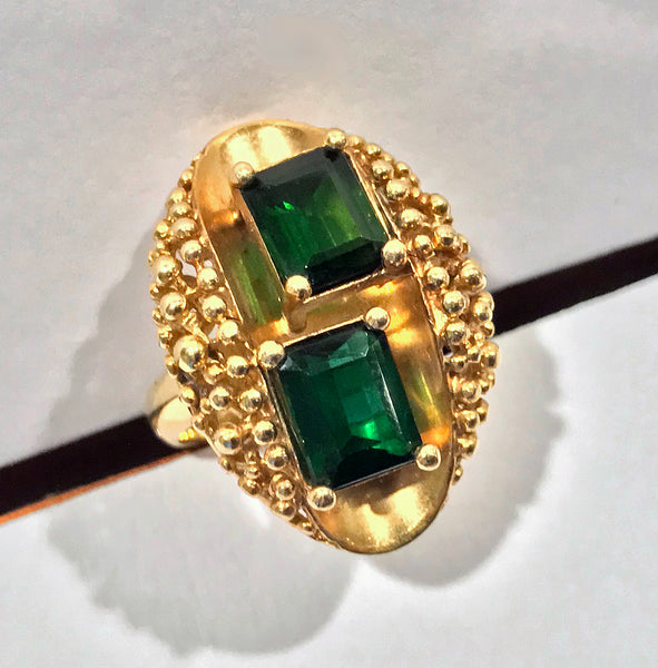 1970's 18K Green Tourmaline Ring abstract design