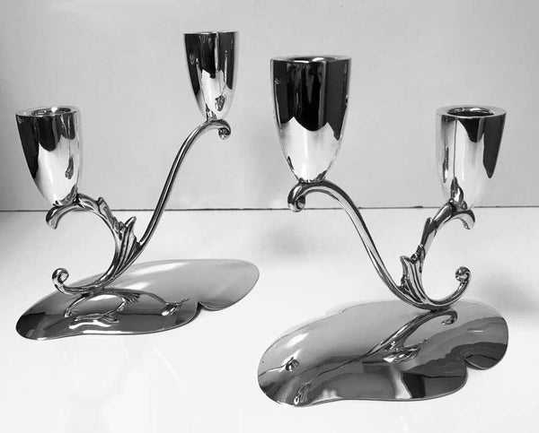 1950s Pair of Midcentury Mexican Sterling Candlesticks Reyes