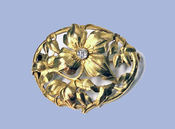 Art Nouveau 18K Diamond Brooch C.1900