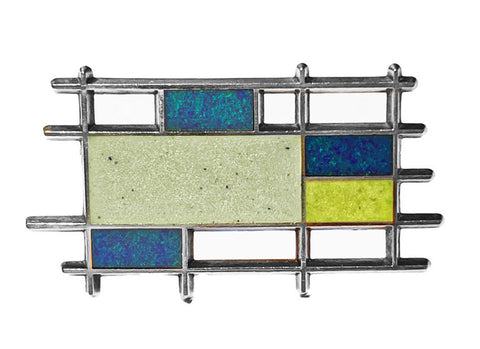 Georg Jensen Sterling Silver Enamel abstract Brooch Denmark C.1960