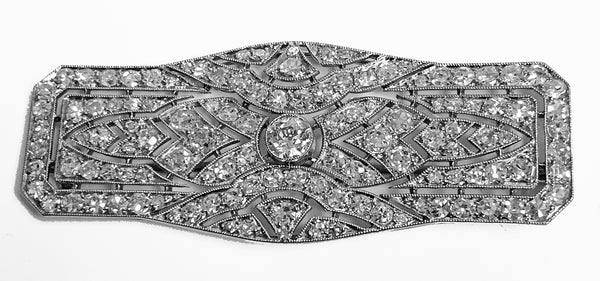 Art Deco French Diamond Platinum plaque Brooch, C.1910