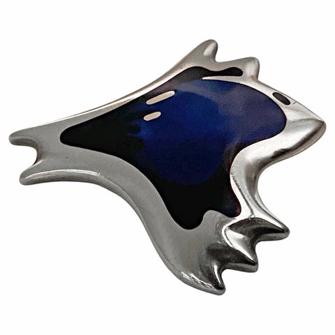 Georg Jensen Henning Koppel Enamel Sterling Brooch Denmark circa 1947