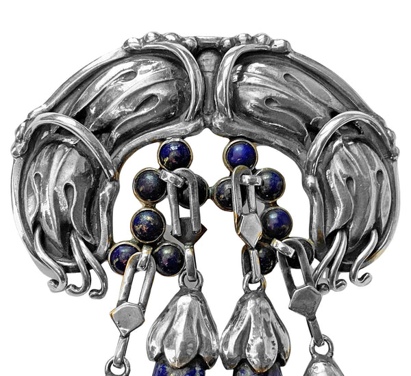 Georg Jensen Sterling Silver Lapis Lazuli Master Brooch  C.1930 SOLD