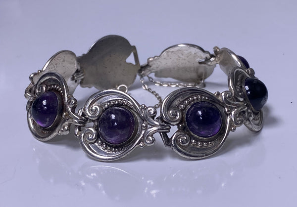 Margot de Taxco 1950’s Sterling Silver and Amethyst Bracelet