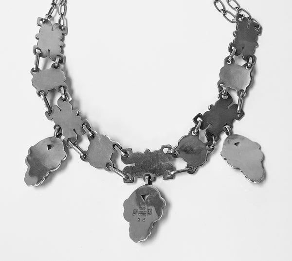 Georg Jensen rare design Silver Malachite Necklace C. 1935, design No. 14