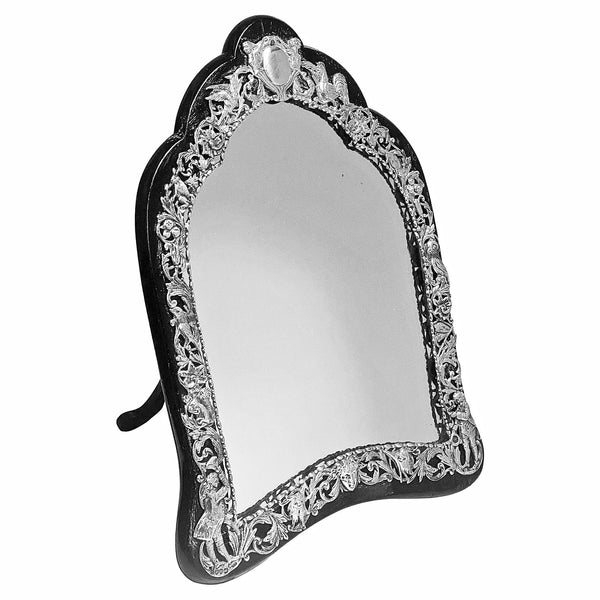 Antique Sterling Silver large table vanity Mirror, London 1885 William Comyns