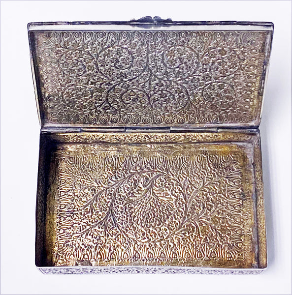 Kashmir Antique Silver Box India circa 1890.