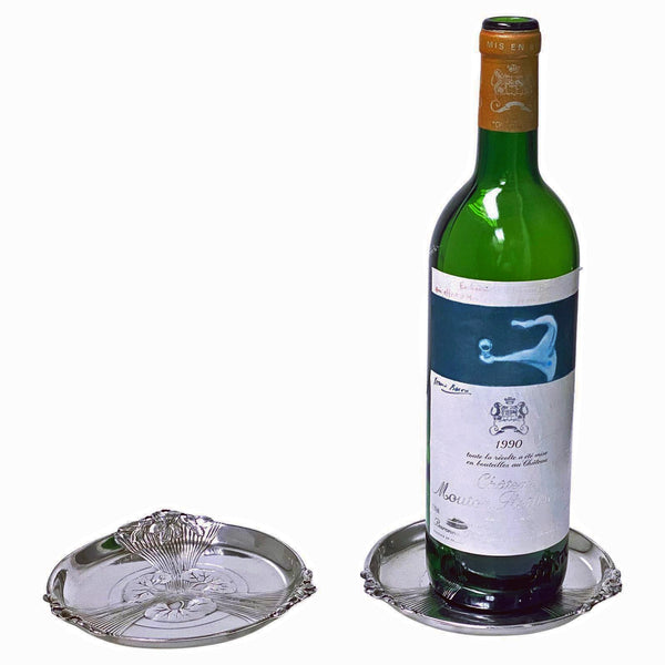 Pair of Christofle Art Nouveau Wine Bottle Holders Coasters C.1910