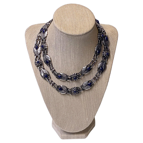 Georg Jensen Lapis Necklace rare double strand C.1930