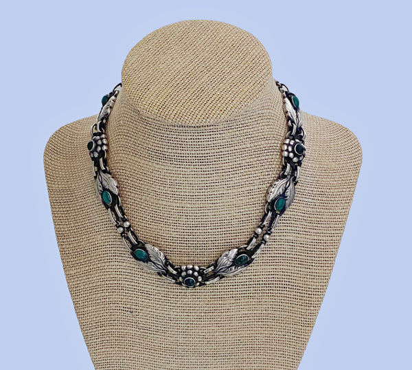 Georg Jensen Malachite and Sterling Silver Necklace No 1 C.1933
