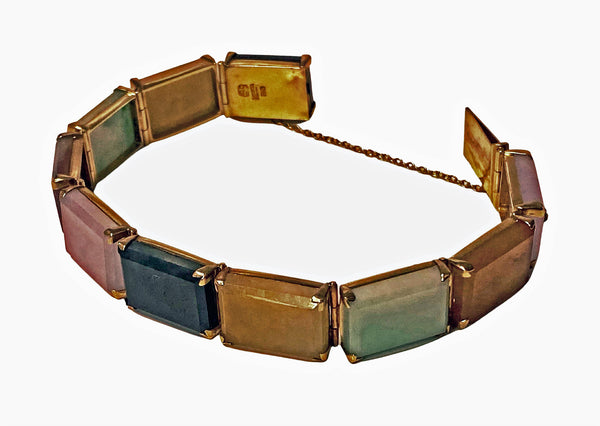 22K Jade panel Bracelet 20th century