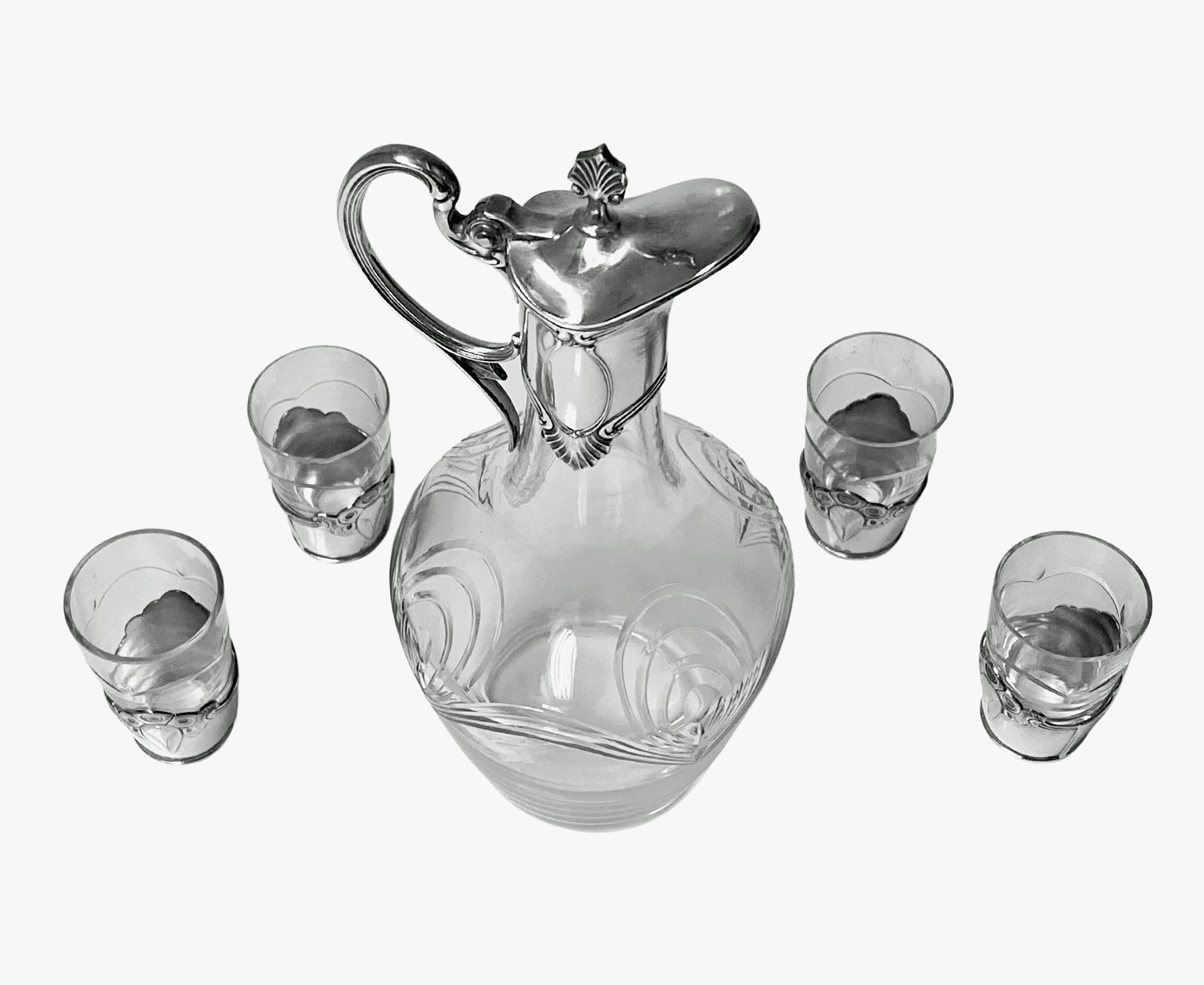 WMF Art Nouveau cut glass and silverplate Liqueur Set C.1900  Louis Wine  Antiques