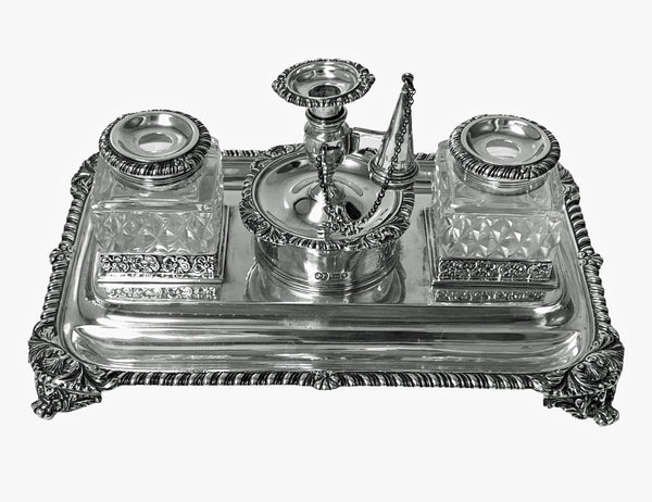 Antique English Sterling Silver Inkstand London 1905