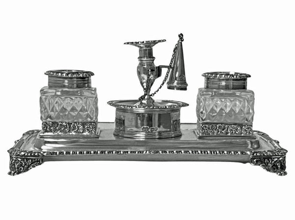 Antique English Sterling Silver Inkstand London 1905