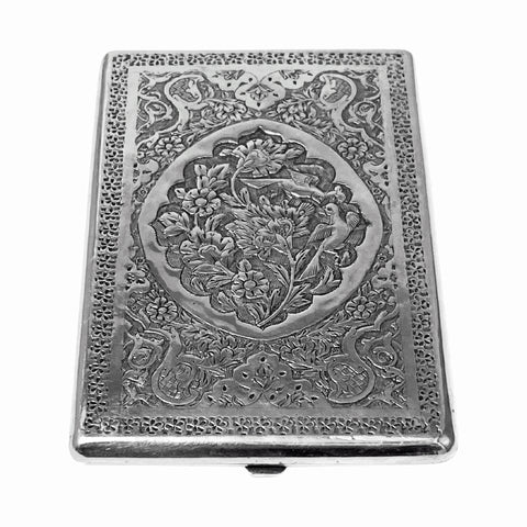 Antique Persian solid silver cigarette case C.1900