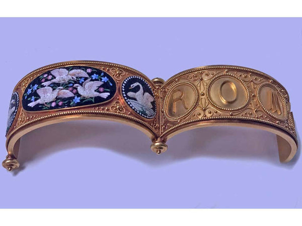Rare Fine Roccheggiani Gold Mosaic Bangle Bracelet, circa 1870