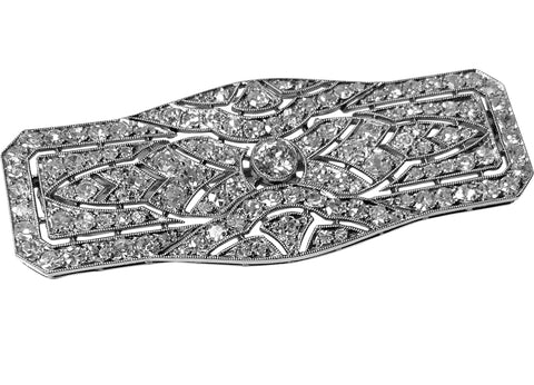 Art Deco French Diamond Platinum plaque Brooch, C.1910