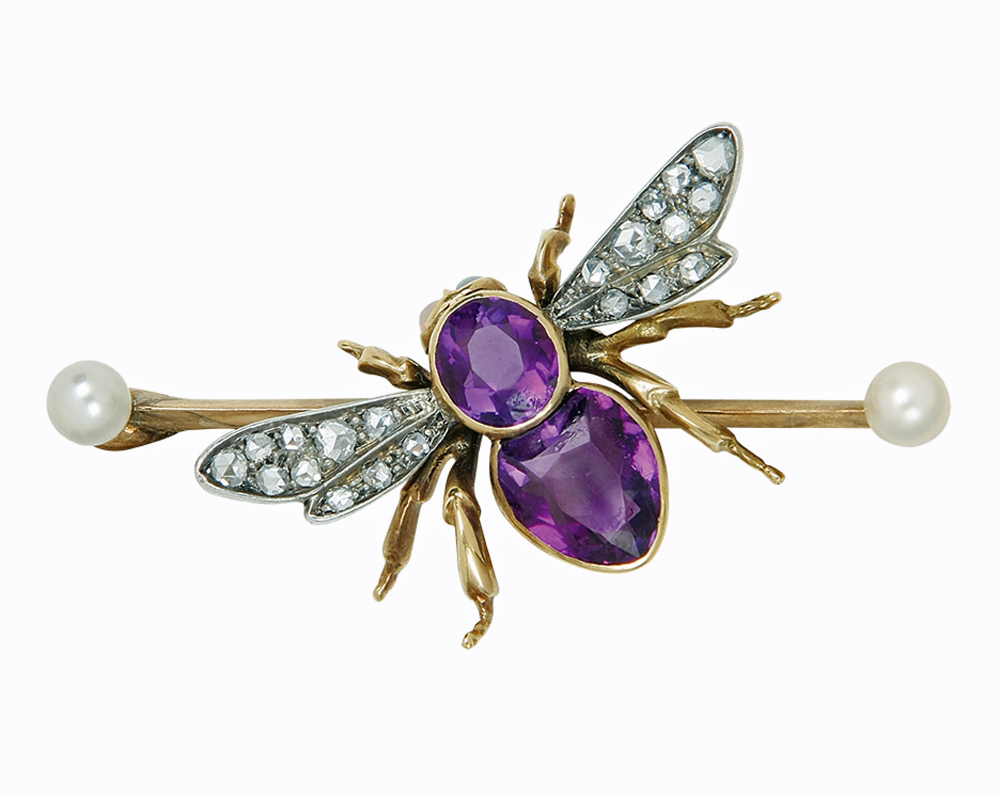 Antique Gold Fly Bee Brooch English C. 1900 Suffragette